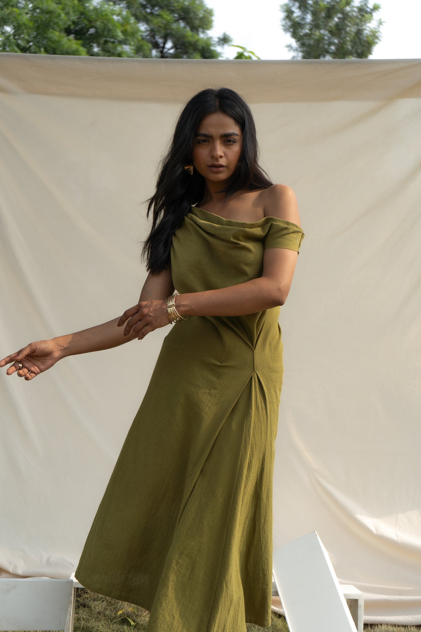 OLIVE DROP DRESS